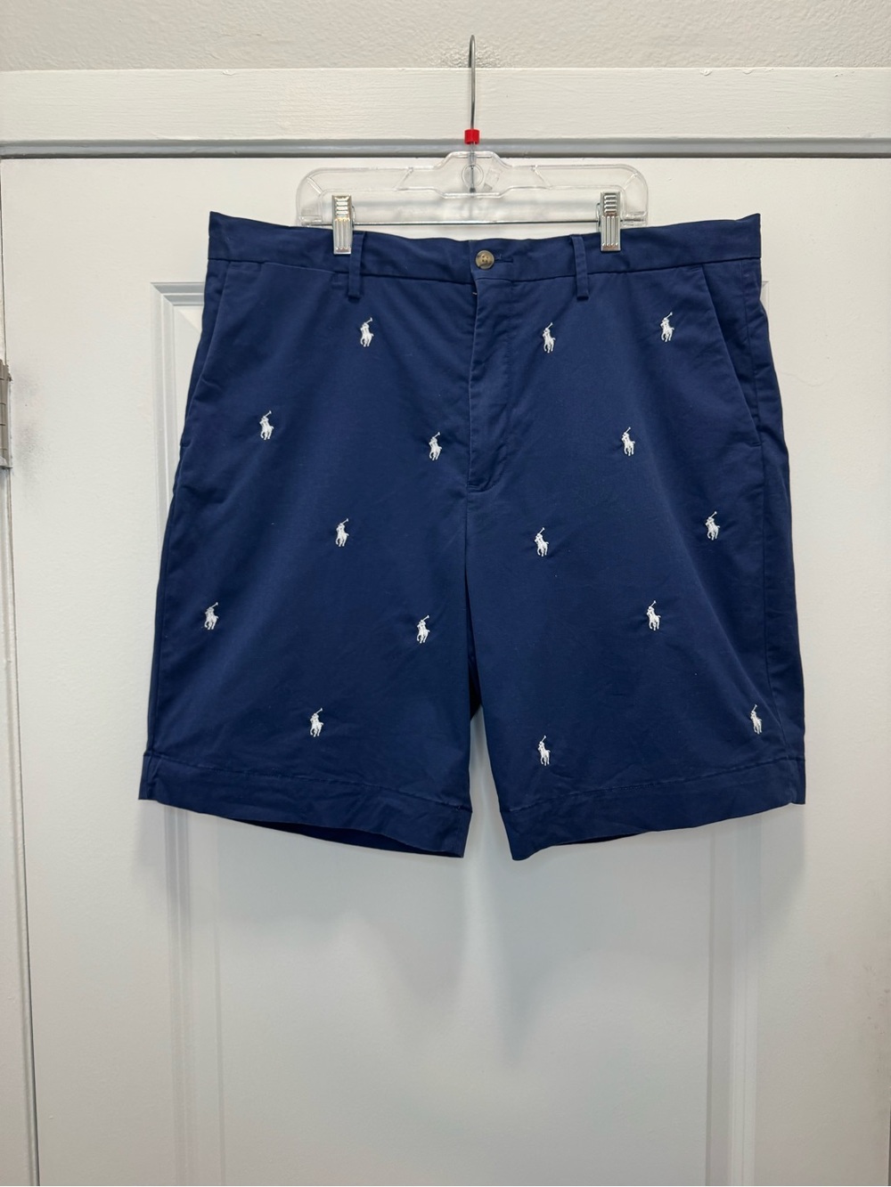 Polo Ralph Lauren All Over Pony Chino Shorts Blue Stretch Classic Fit